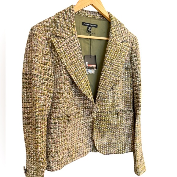 Sandra Angelozzi size 40 (10) NWT Women's Tweed Blazer -bright & silk blend - Picture 1 of 14